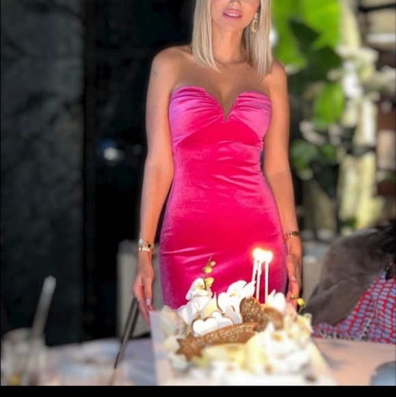 NWT Zara Velvet Midi Dress Pink - Picture 9 of 11